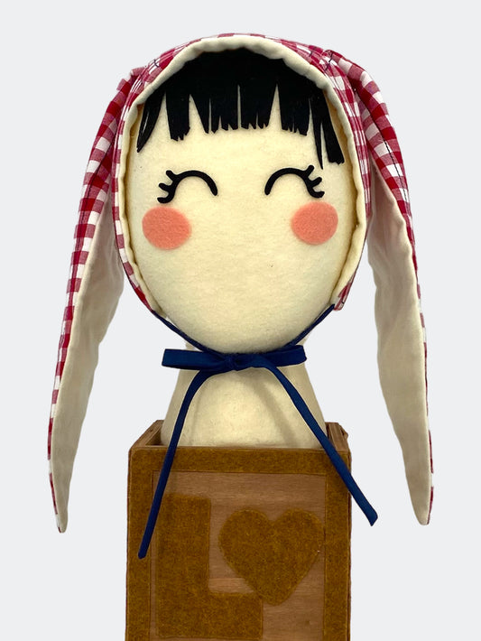 Gingham Baby Bunny Bonnet in BeBe-Qute