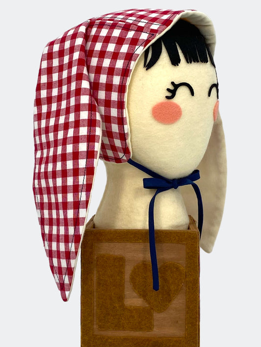 Gingham Baby Bunny Bonnet in BeBe-Qute