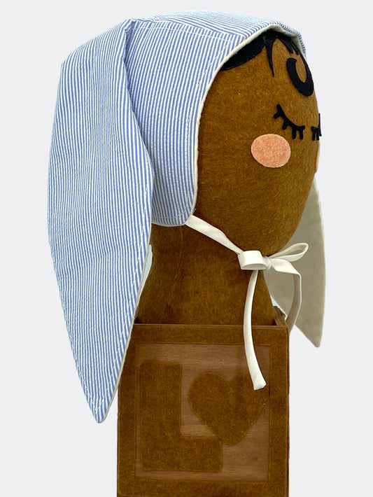 Seersucker Baby Bunny Bonnet in Bunny Blue