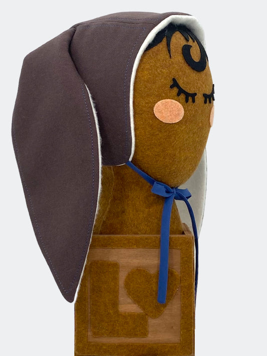 Wool Blend Baby Bunny Bonnet - Dreamy Plum and Twilight Skies