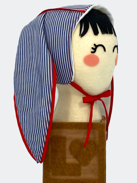 Silk Seersucker Baby Bunny Bonnet Hogger