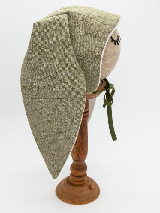 Linen Baby Bunny Bonnet in Oh'Luh Green: A Playful Twist on Olive Charm! 🌿✨