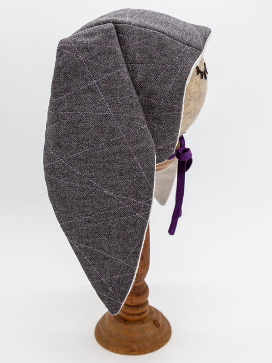 Wool Baby Bunny Bonnet in Lilac Thunderstorm: Summer Drizzles in Woolen Grace! ⛈️🌸✨