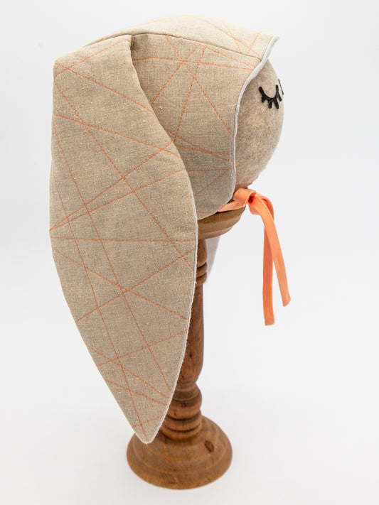 Linen Baby Bunny Bonnet in Sunkissed Summer Sunset: Peach Glow & Golden Memories
