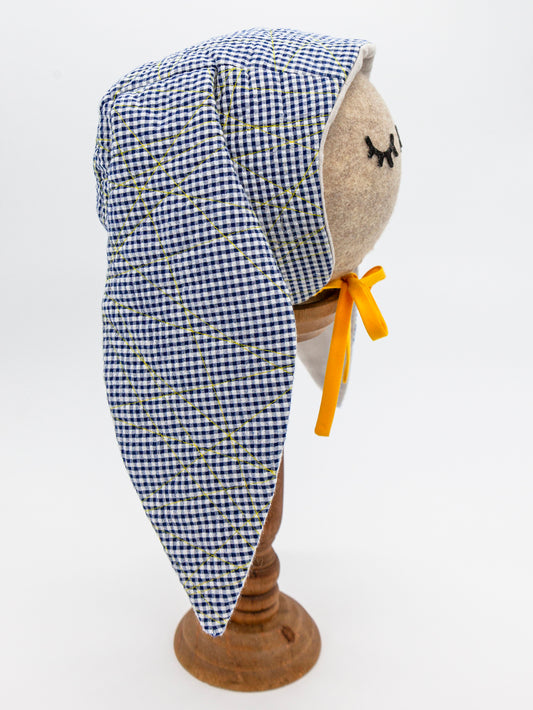 Seersucker Baby Bunny Bonnet in Regatta: Nautical Signals in Monochrome Maritime! ⚓🏴☠️✨