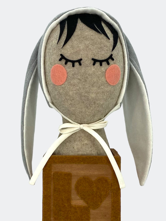 Wool Baby Bunny Bonnet in Pearl River Pinstripe: Tailored Charm for Your Little One