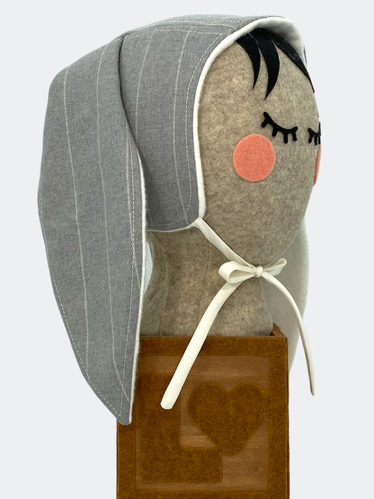 Wool Baby Bunny Bonnet in Pearl River Pinstripe: Tailored Charm for Your Little One