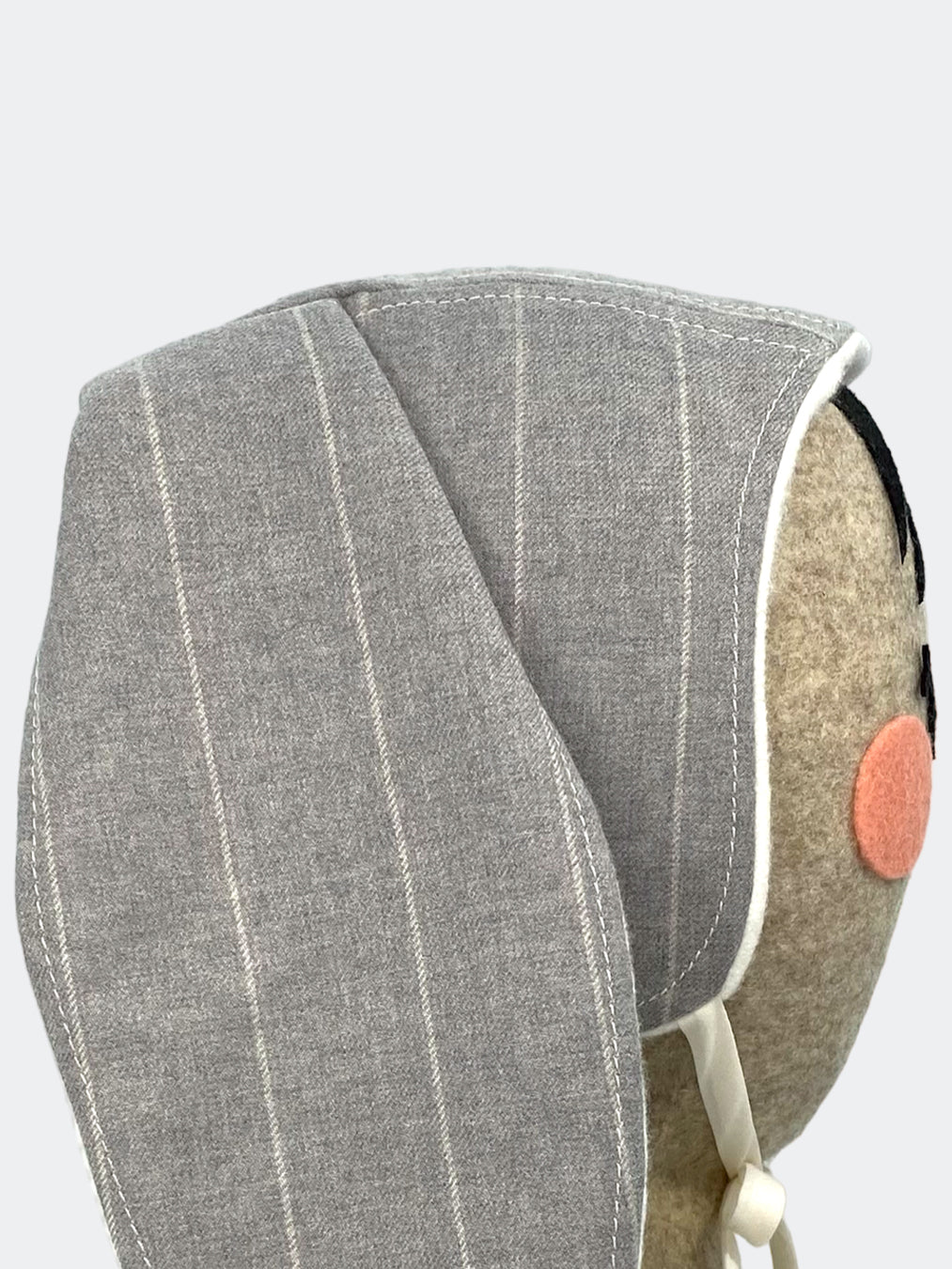 Wool Baby Bunny Bonnet in Pearl River Pinstripe: Tailored Charm for Your Little One