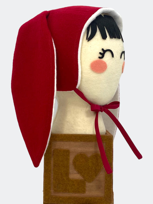 Wool Baby Bunny Bonnet in Republik Rouge: A Bold Statement of Cozy Charm