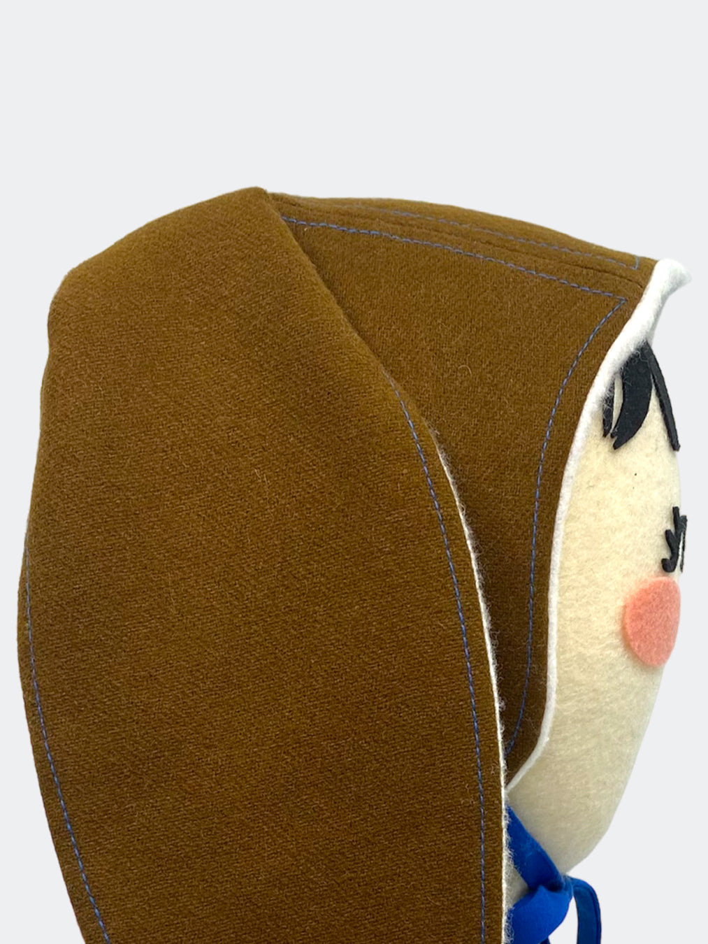 Wool Baby Bunny Bonnet - Tan Tawny with Electric Blue Accent, Earth Meets Electric