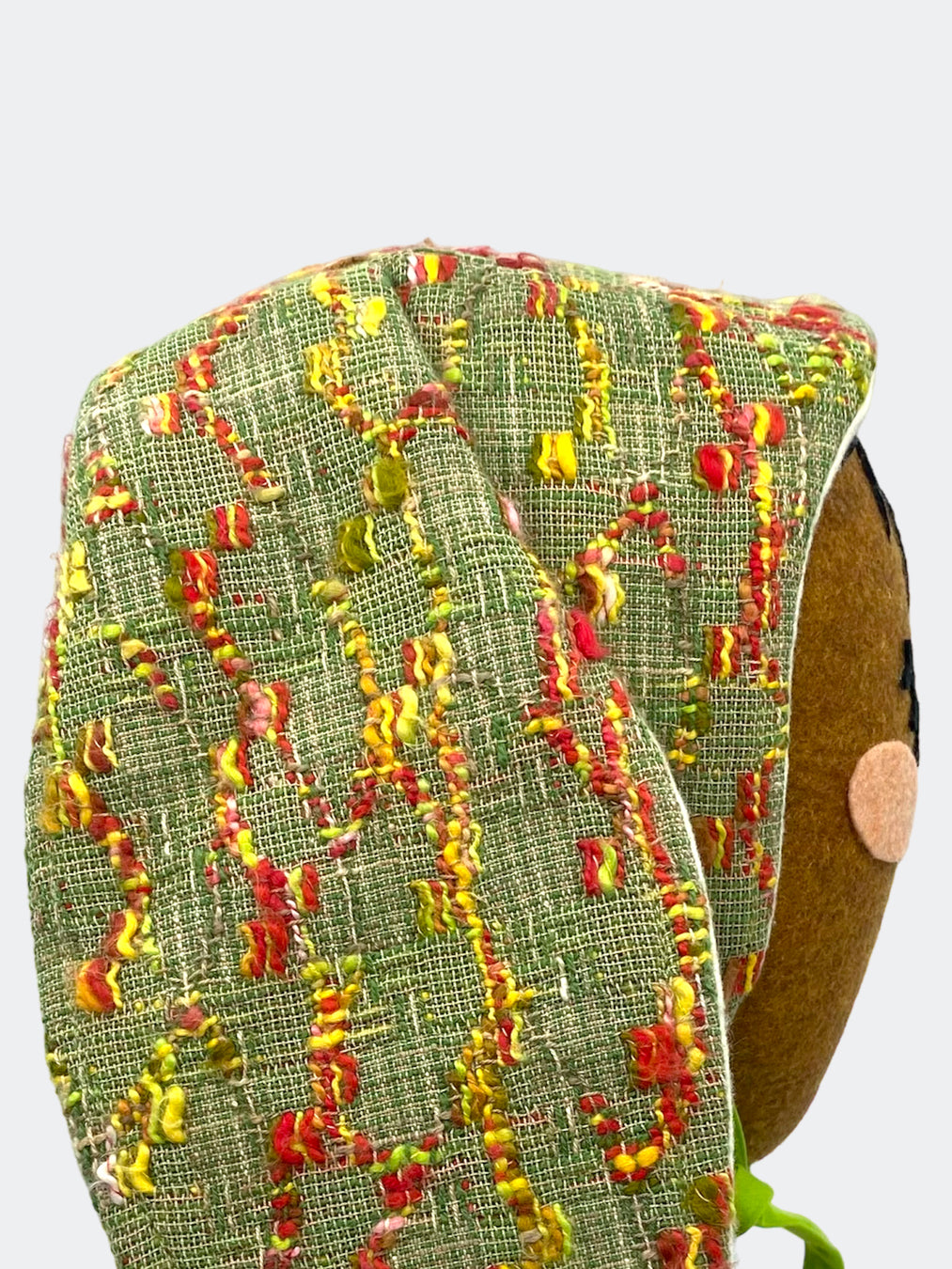 Cotton Tweed Baby Bunny Bonnet in Tweedy Green