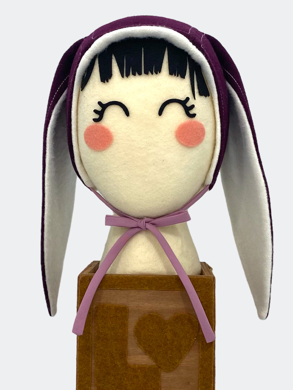 Tyrian Wool Baby Bunny Bonnet – Mulberry Elegance in a Timeless Purple