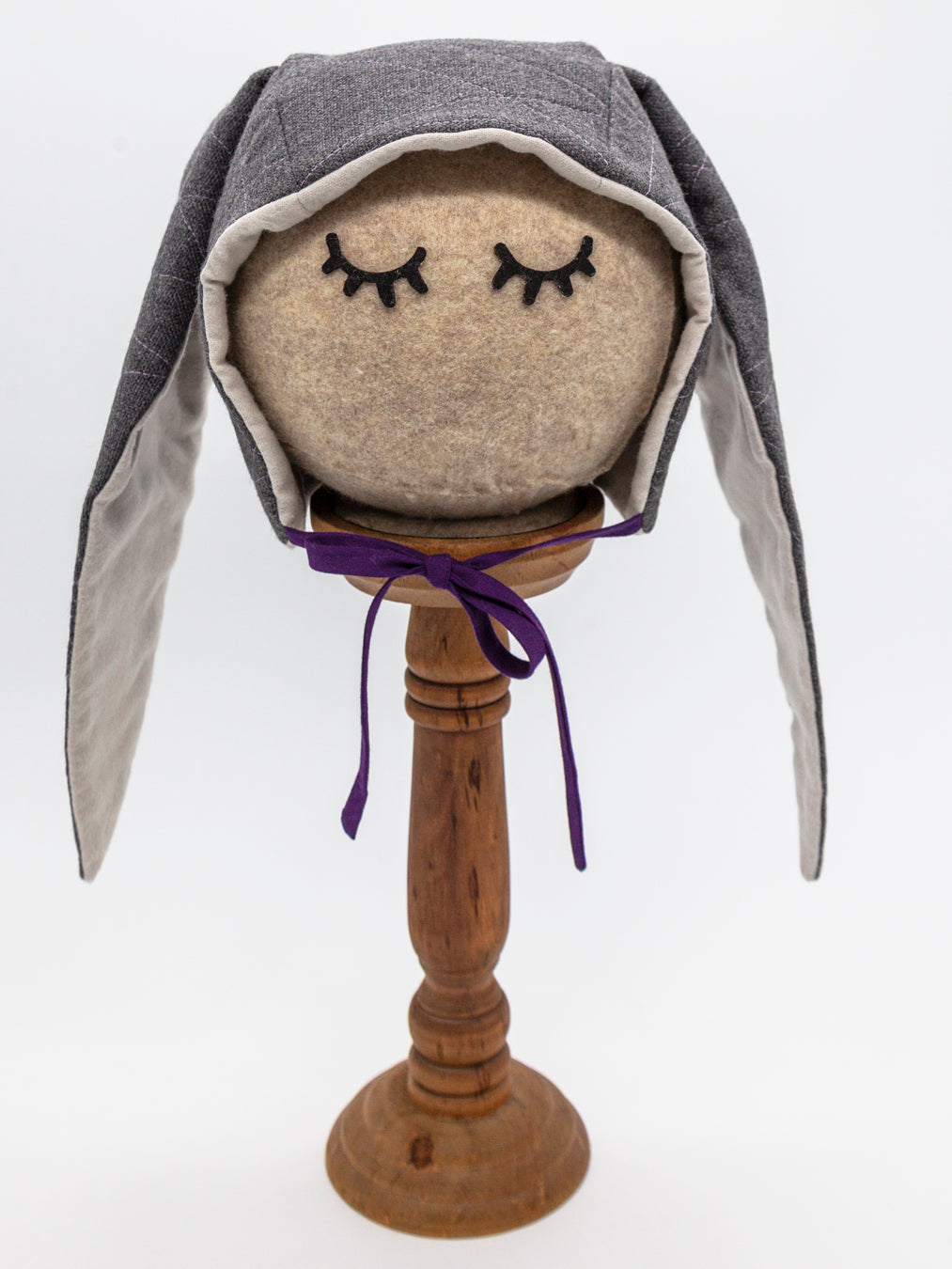 Wool Baby Bunny Bonnet in Lilac Thunderstorm: Summer Drizzles in Woolen Grace! ⛈️🌸✨