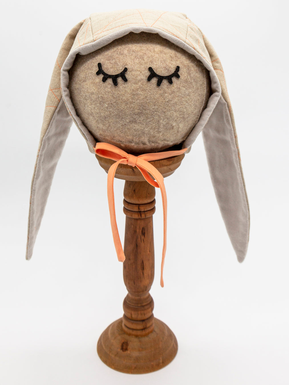 Linen Baby Bunny Bonnet in Sunkissed Summer Sunset: Peach Glow & Golden Memories