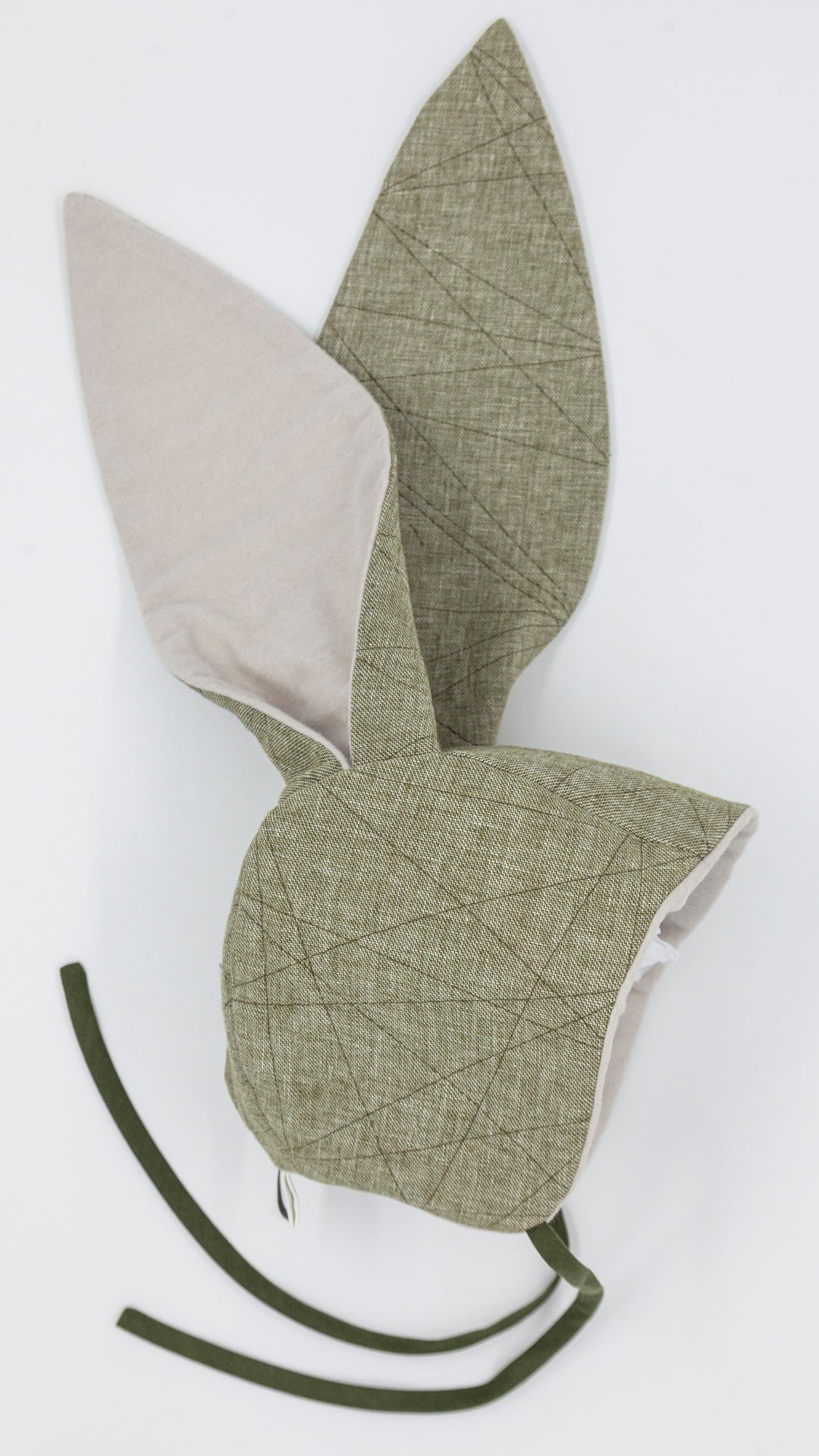 Linen Baby Bunny Bonnet in Oh'Luh Green: A Playful Twist on Olive Charm! 🌿✨