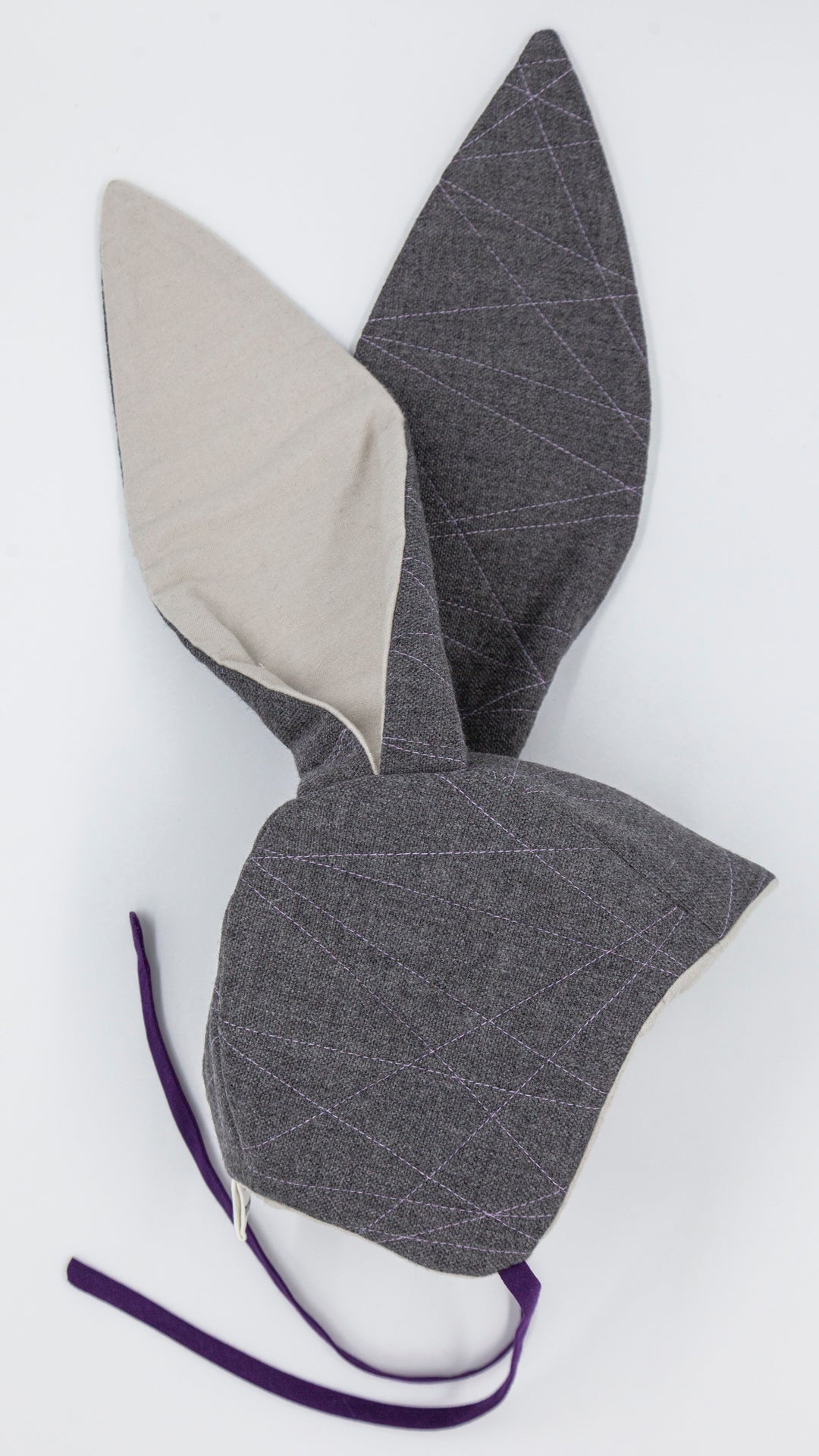 Wool Baby Bunny Bonnet in Lilac Thunderstorm: Summer Drizzles in Woolen Grace! ⛈️🌸✨