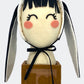 Italian Cashmere Bunny Bonnet in black with white top-stitch